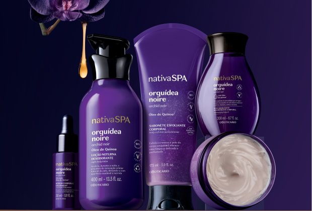 o Boticário lança a linha Nativa SPA Orquídea Noire com ativos que entregam hidratação e perfumação exclusiva em sua máxima potência para o cuidado noturno. 